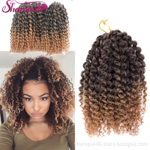 Jerry Curl Hair 3 pcs/pack, 8inch Synthetic Kinky Curly hair Marley Bob, Malaysian Deep Wave Curly Crochet Braids Hair Extension